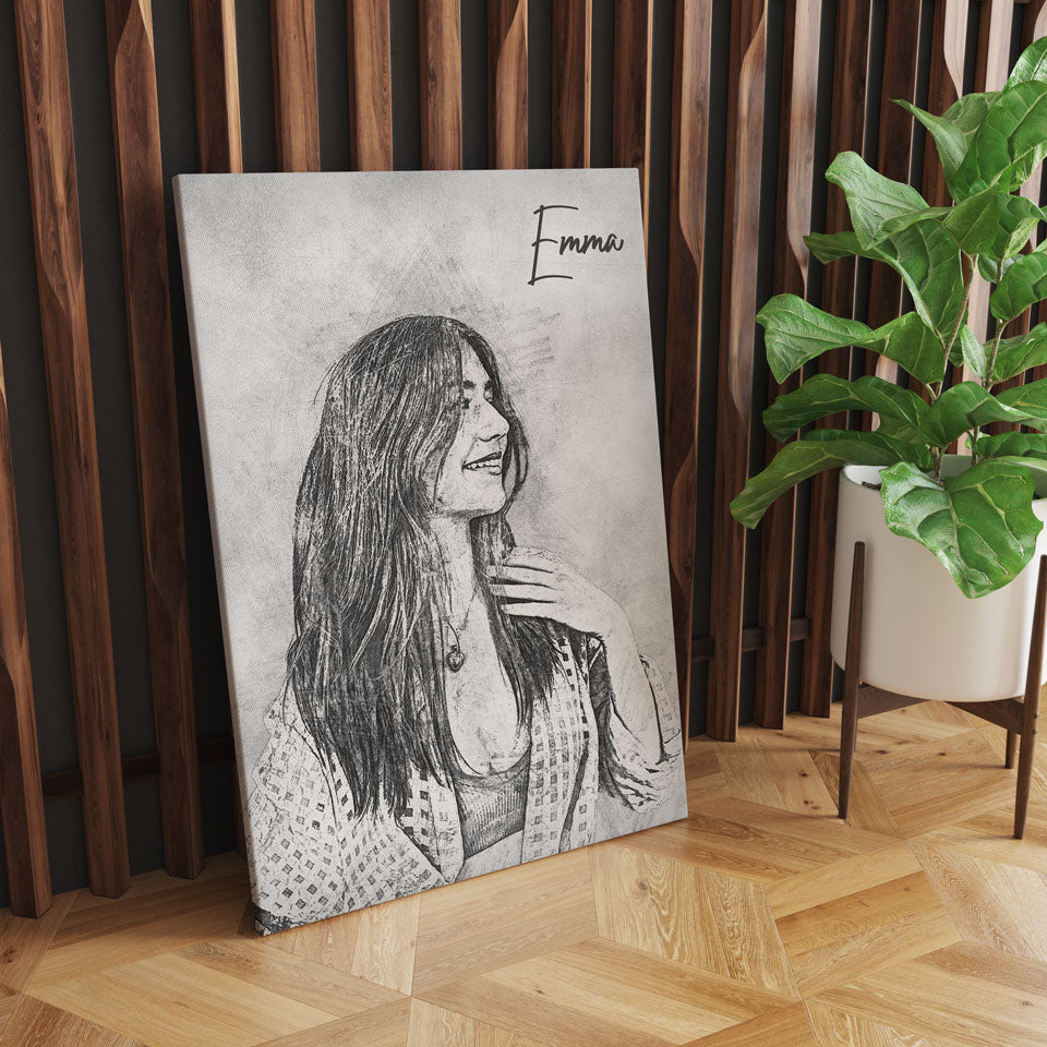 Custom Canvas Prints Pencil Style | Personalized Gifts For Her Personalized Gifts For U